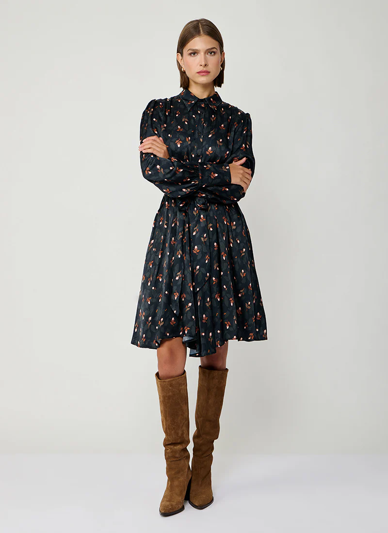 Leaf Print Mini Shirt Dress - Image 3