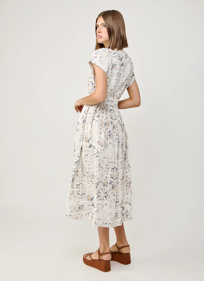 Linen Printed Belted Dress - Image 4