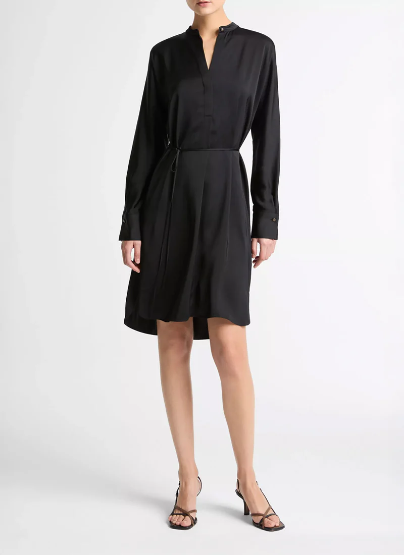 Long Sleeve Band Collar Dress