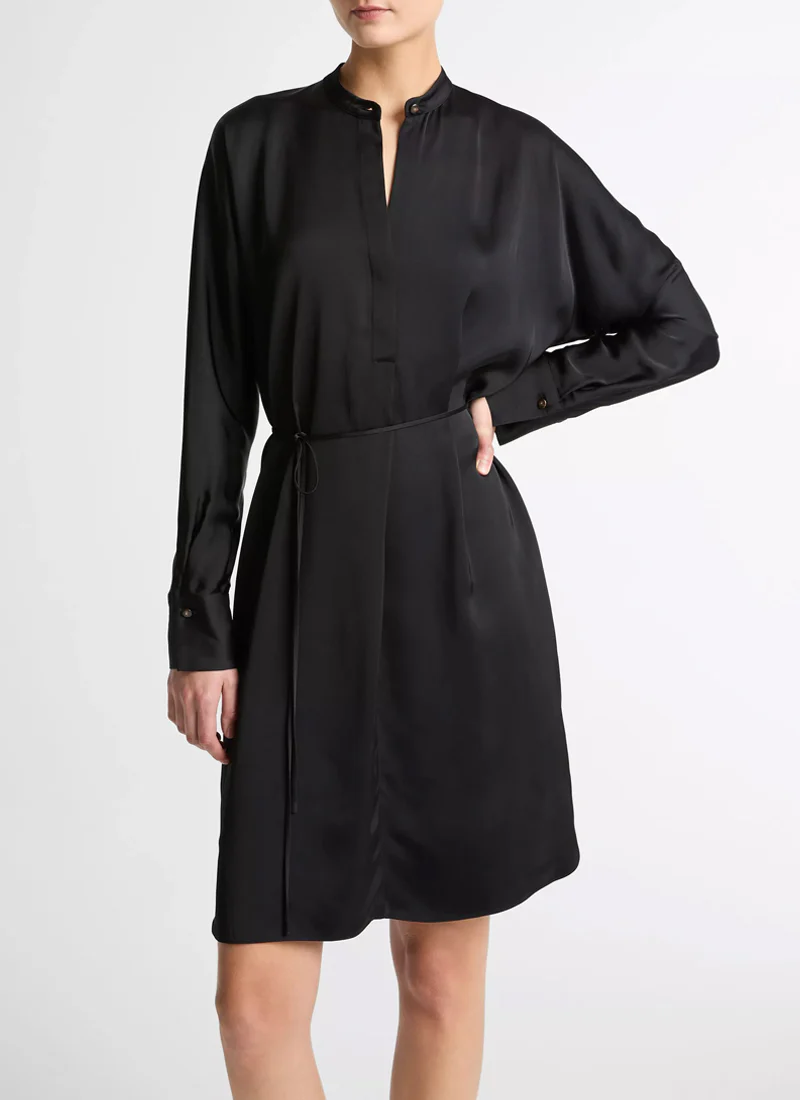 Long Sleeve Band Collar Dress - Image 4