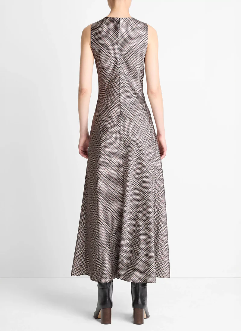 Pressed Plaid Cowl Neck Dress - Image 2