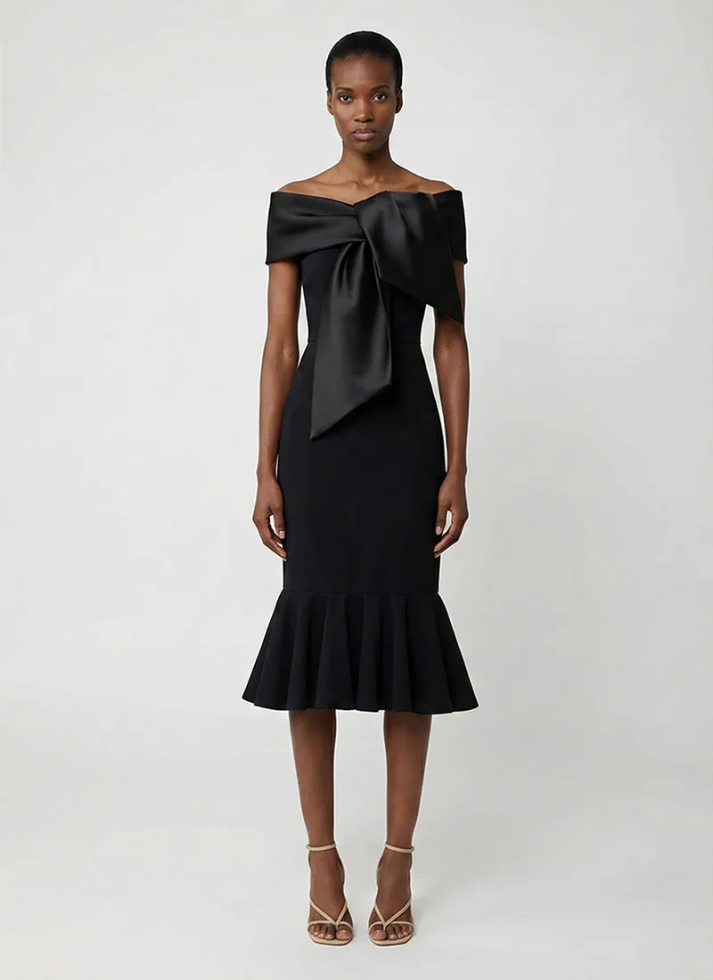 Tarsier Bow Off Shoulder Dress