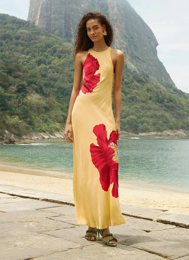 Poppy Flowers Maxi Dress