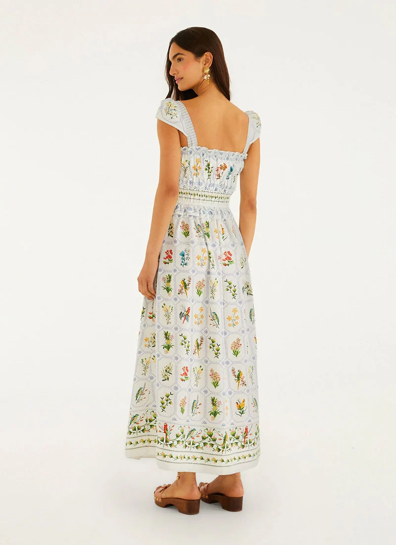 Tropical Porcelain Cotton Maxi Dress - Image 3