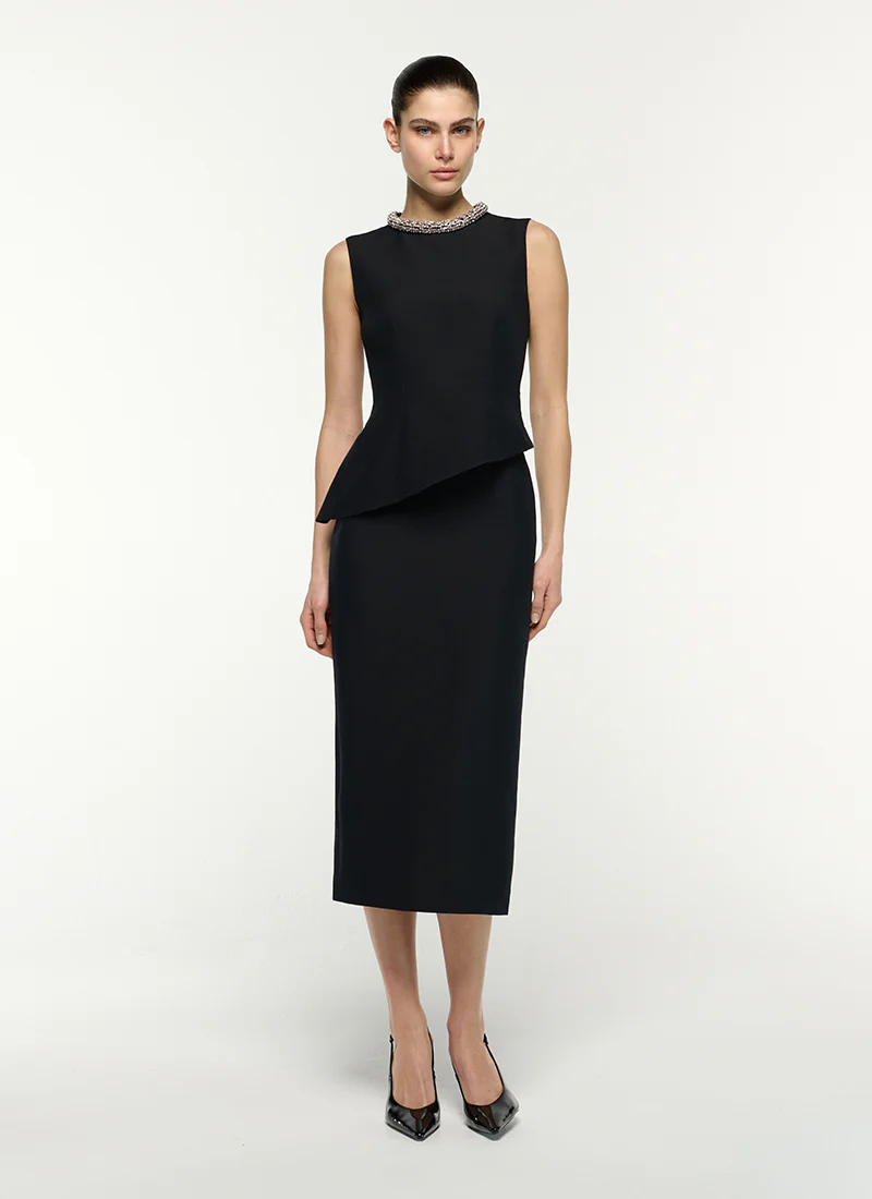 Asymetric Peplum Midi Dress