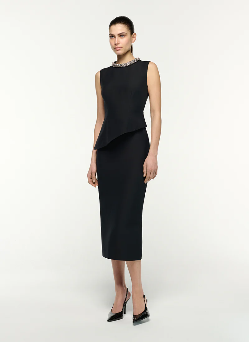 Asymetric Peplum Midi Dress - Image 3