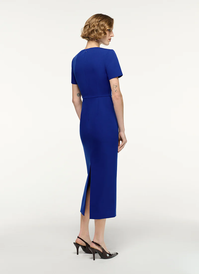 Asymmetric Twist Drape Midi Dress - Image 2