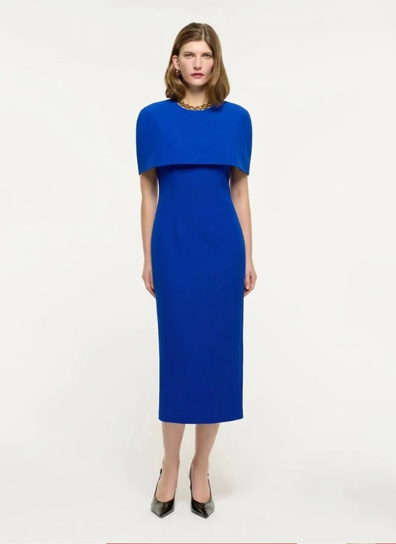 Cape Crepe Midi Dress