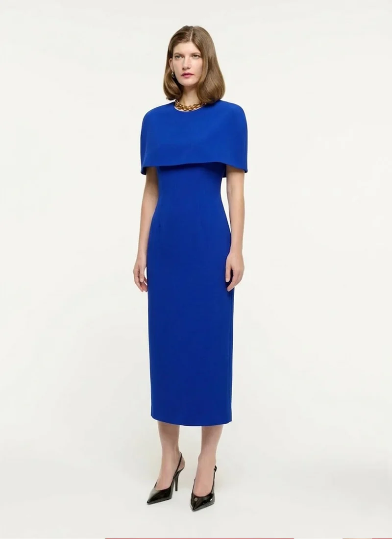 Cape Crepe Midi Dress - Image 3