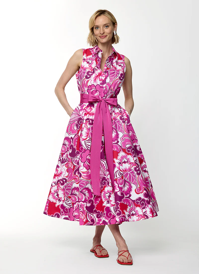 Caryl Printed Sleeveless Shirt Dress
