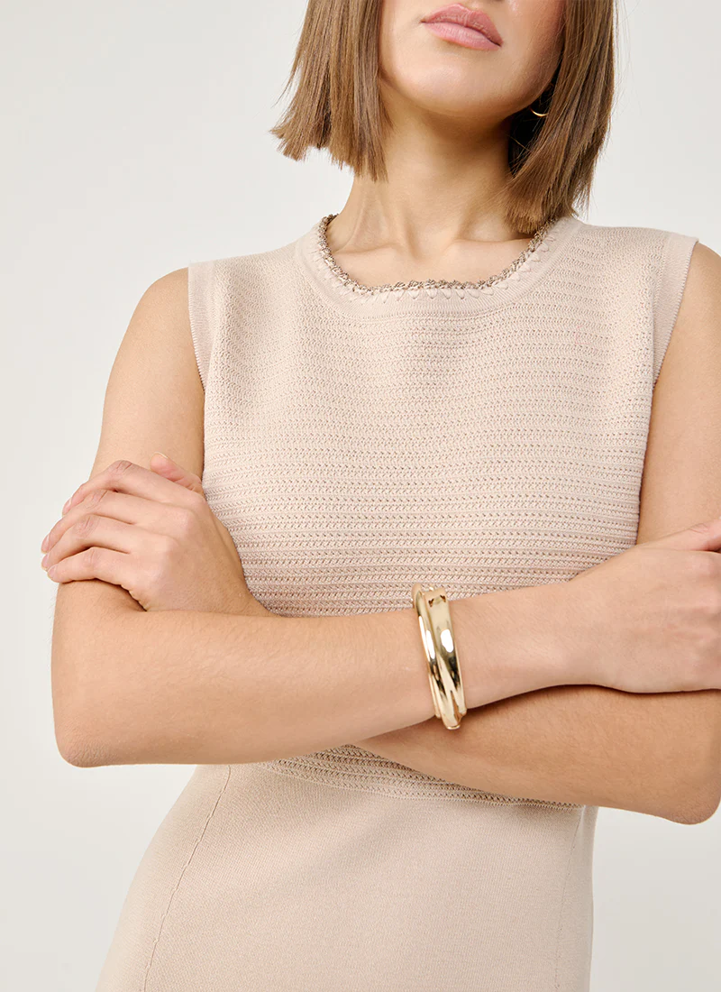 Cotton Wool Sleeveless Knit Dress - Image 2