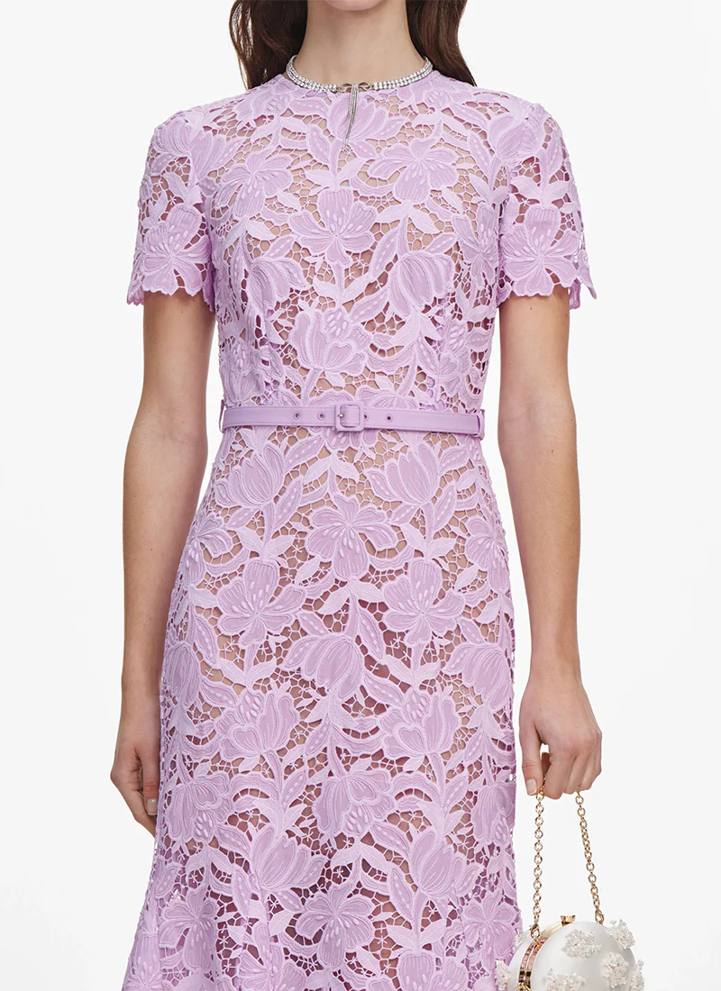 Lilac Lace Midi Dress - Image 3