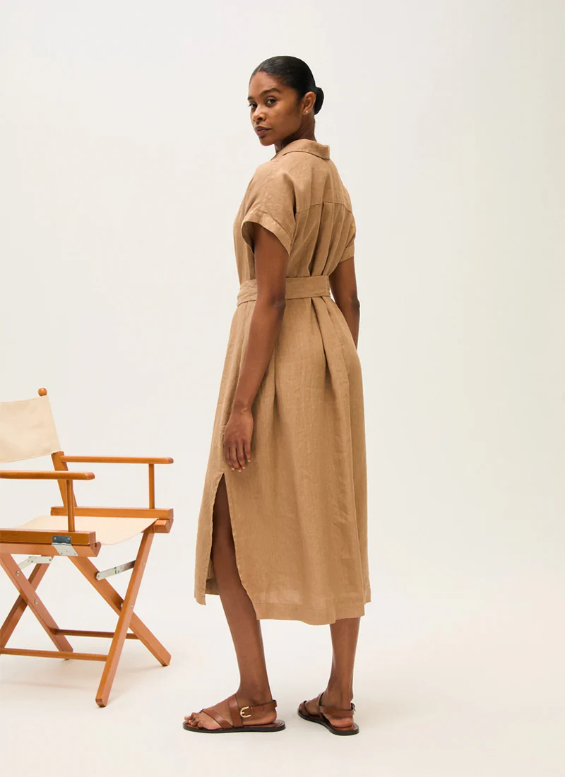 Linen Belted Midi Dress - Image 2