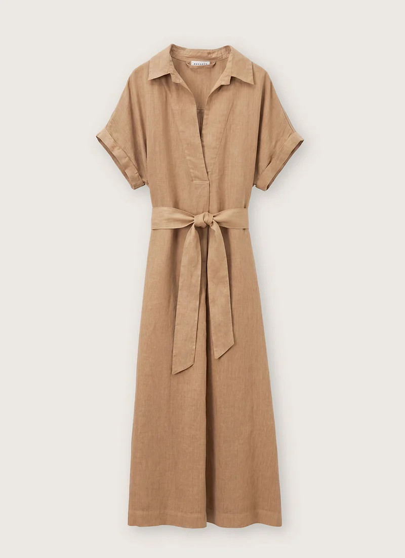 Linen Belted Midi Dress - Image 4