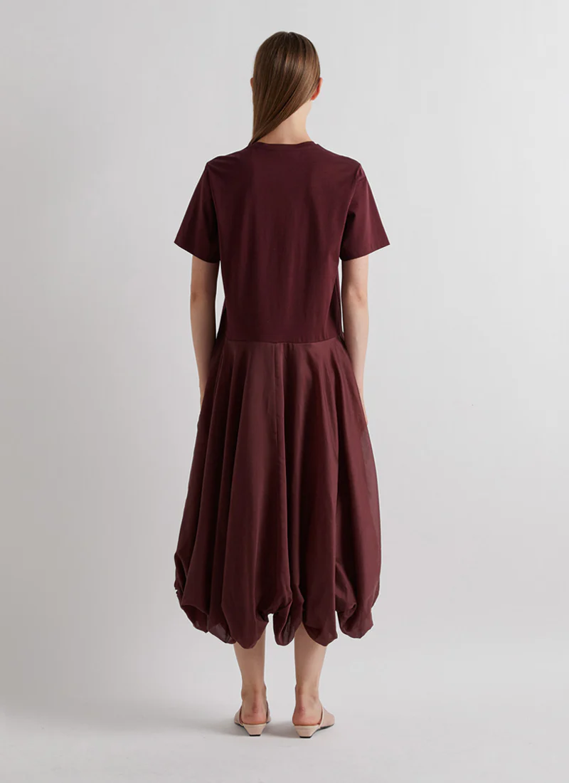 Short Sleeve Bubble Hem Midi Dress - Image 2