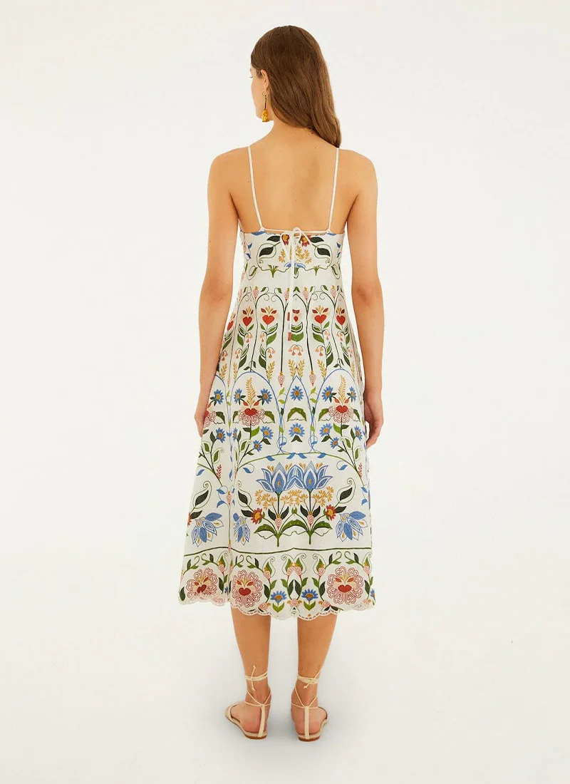 Stitched Garden Off-white Midi Dress - Image 4