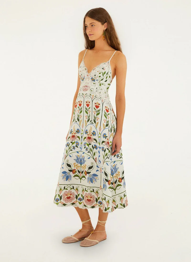 Stitched Garden Off-white Midi Dress - Image 5