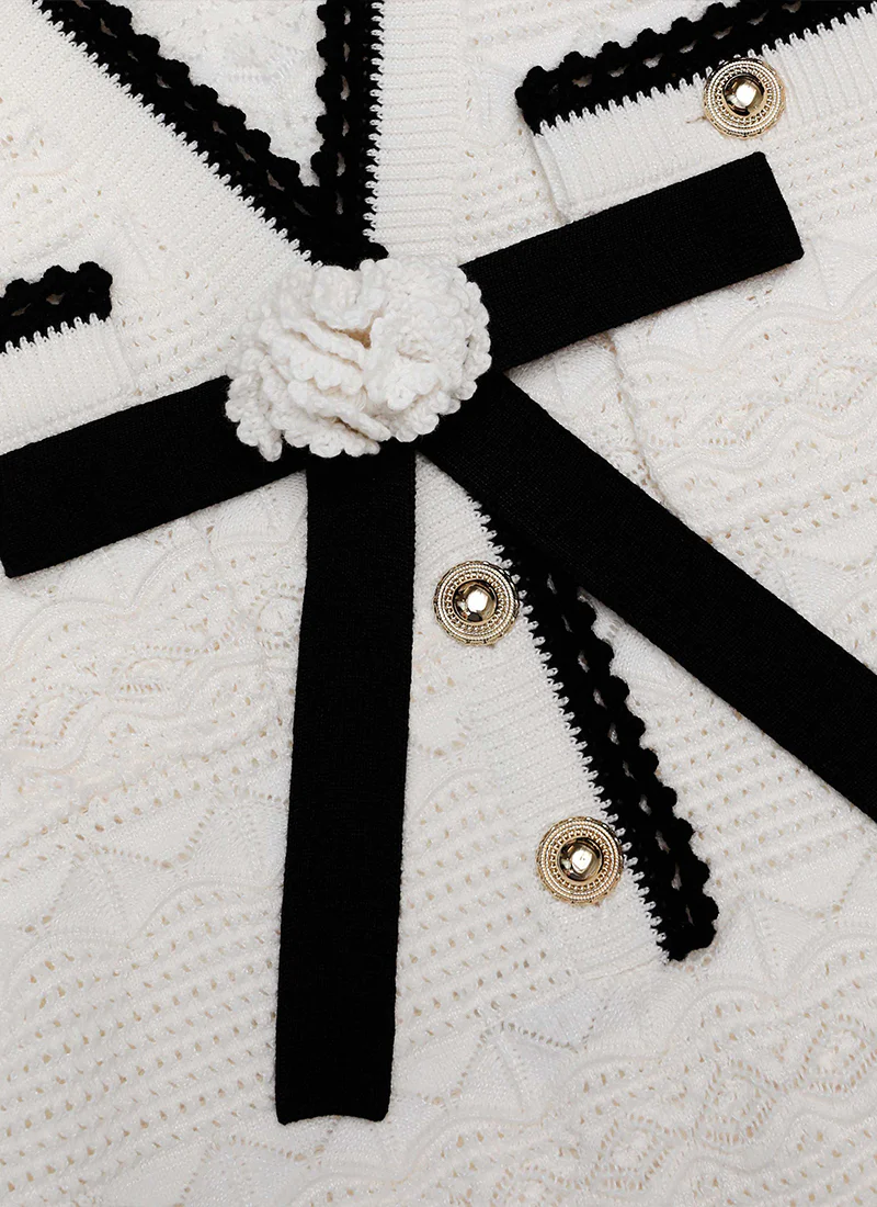 White Pointelle Knit Midi Dress - Image 7