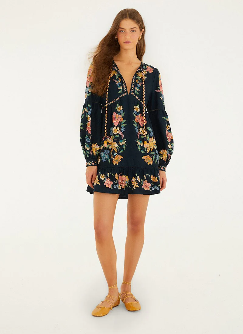 Maira Floral Dark Blue Mini Dress