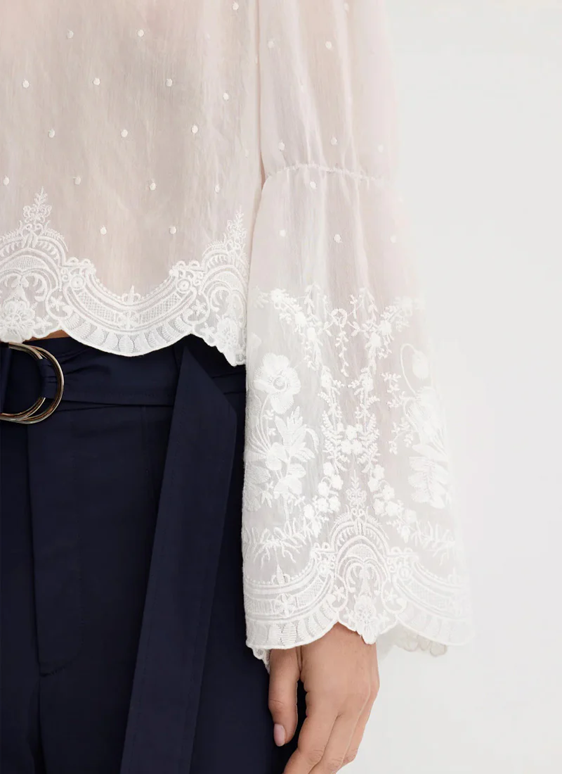 Embroidered Bell Sleeve Blouse - Image 2