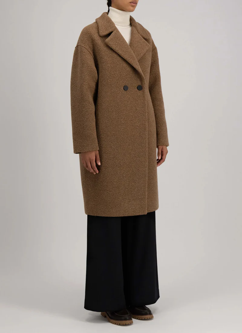 Drop Shoulder Double Boucle Coat - Image 3