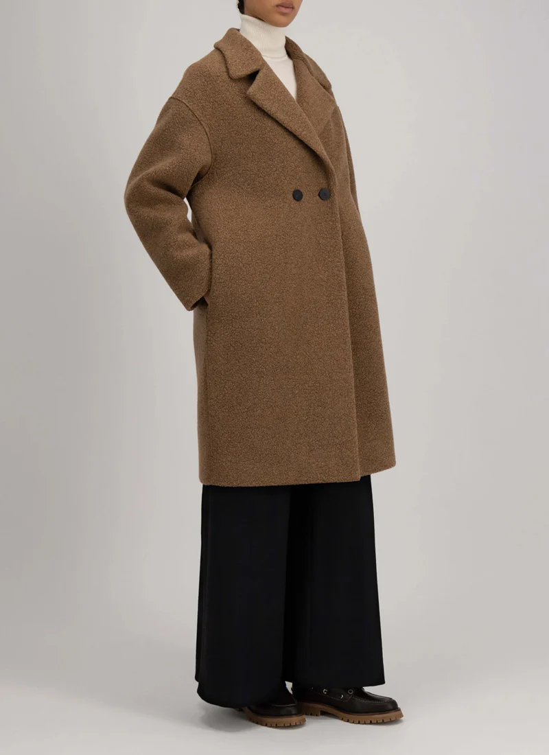 Drop Shoulder Double Boucle Coat - Image 4