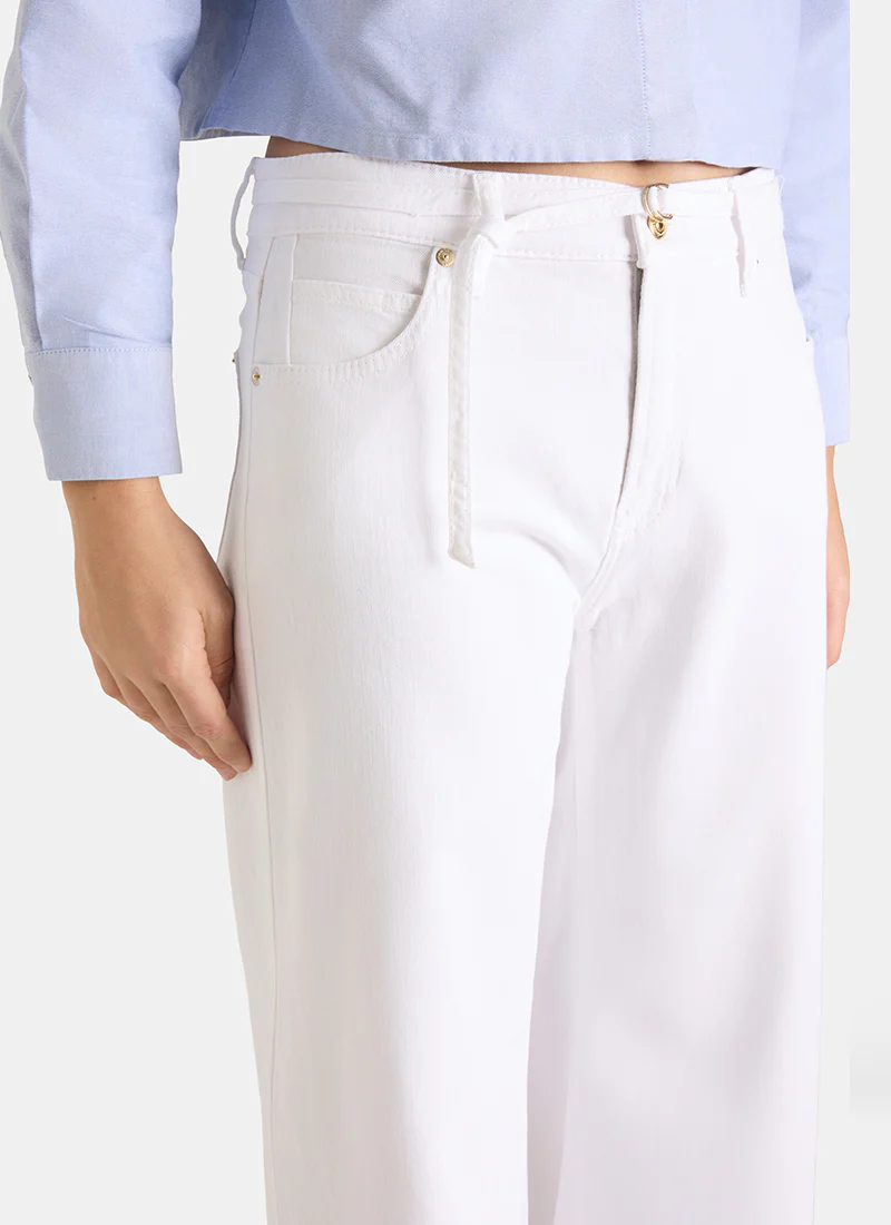Palazzo Crop Denim Jeans - Image 2