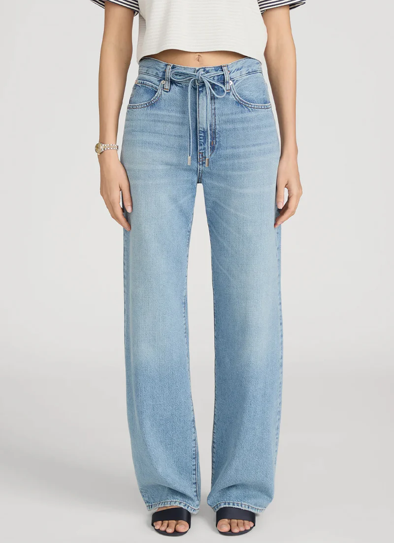 The Off Duty Drawstring Bow Wide Leg Jeans