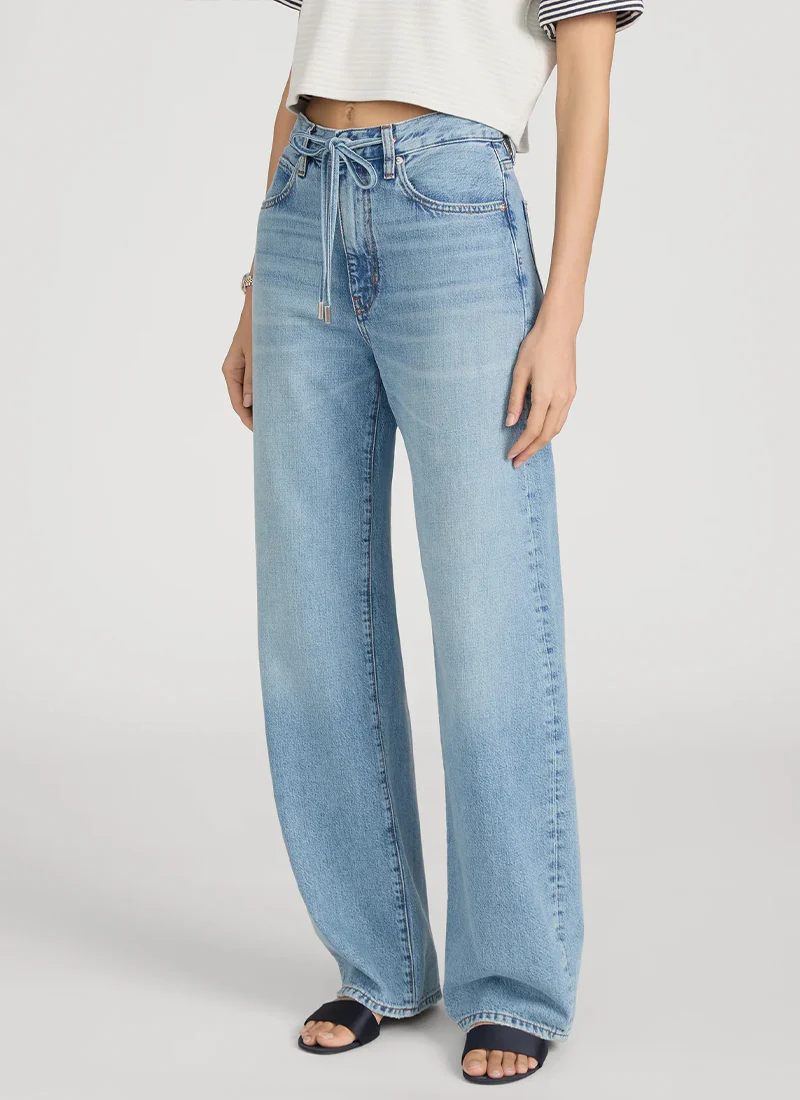 The Off Duty Drawstring Bow Wide Leg Jeans - Image 3