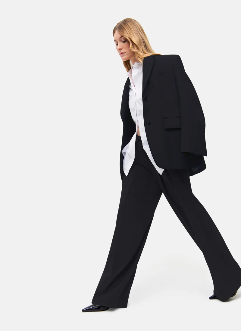 Addison Wide Leg Drawstring Pleat Trouser - Image 4