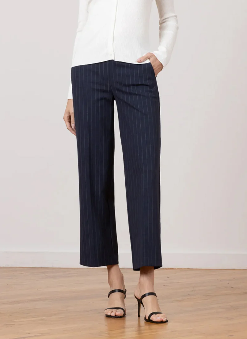 Grace Pinstripe Wide Leg Ankle Pant