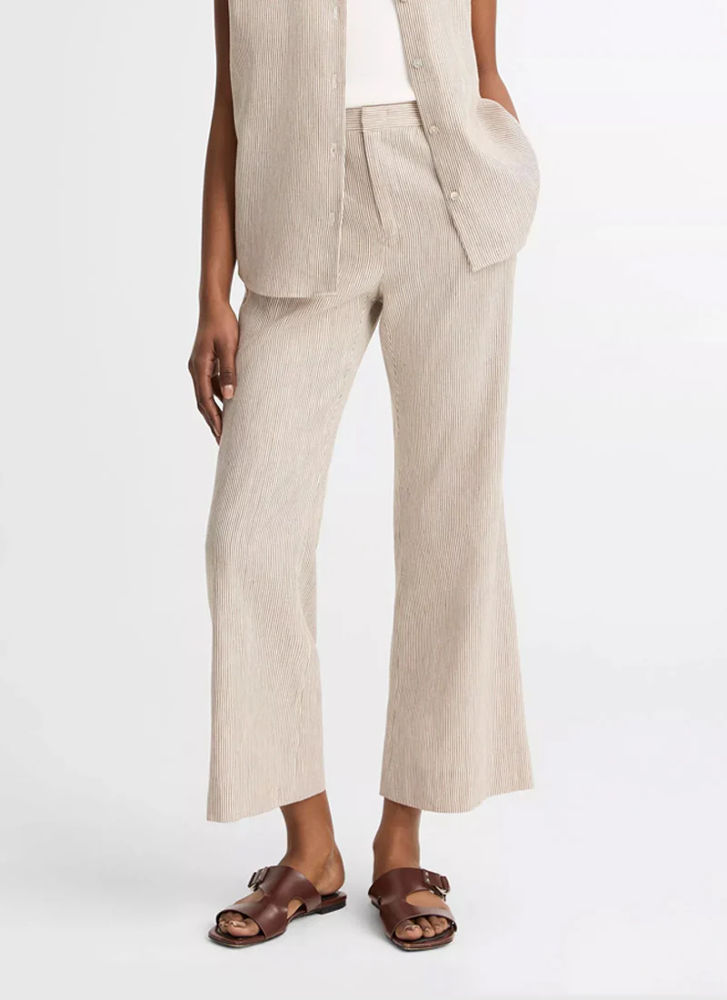 Low Rise Ticking Striped Crop Flare Trouser