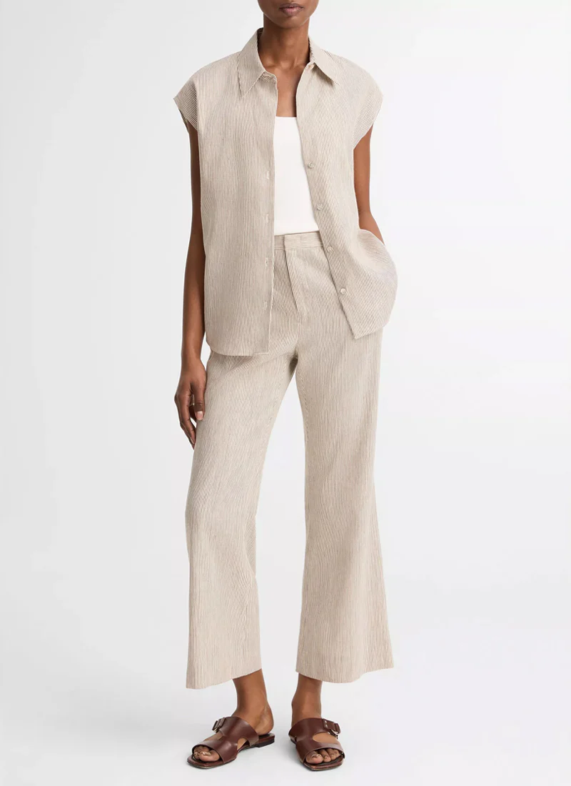 Low Rise Ticking Striped Crop Flare Trouser - Image 4