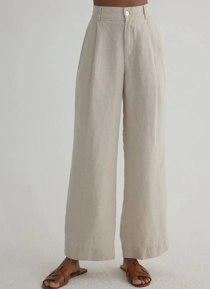 Pleated Wide Leg Ankle Pant