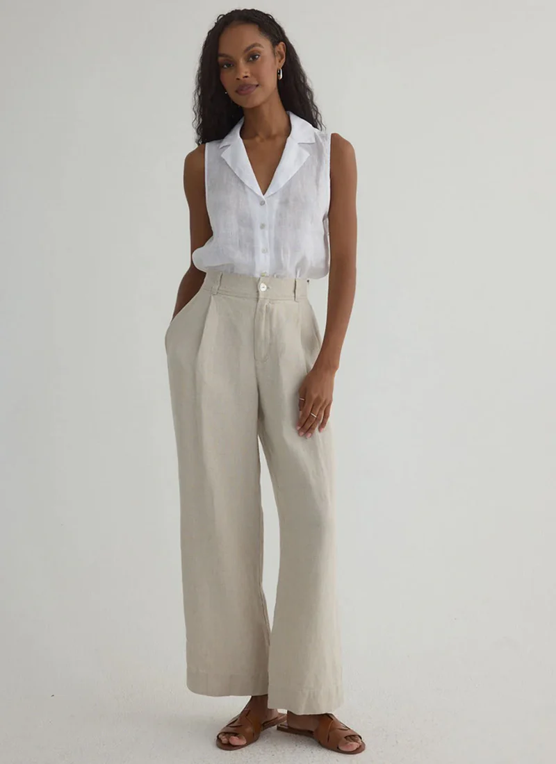 Pleated Wide Leg Ankle Pant - Image 3