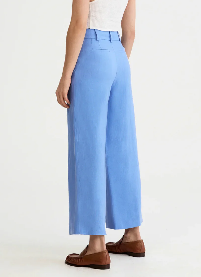 Linen Cropped Pleated Trouser - Image 2