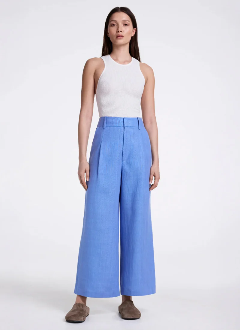 Linen Cropped Pleated Trouser - Image 5
