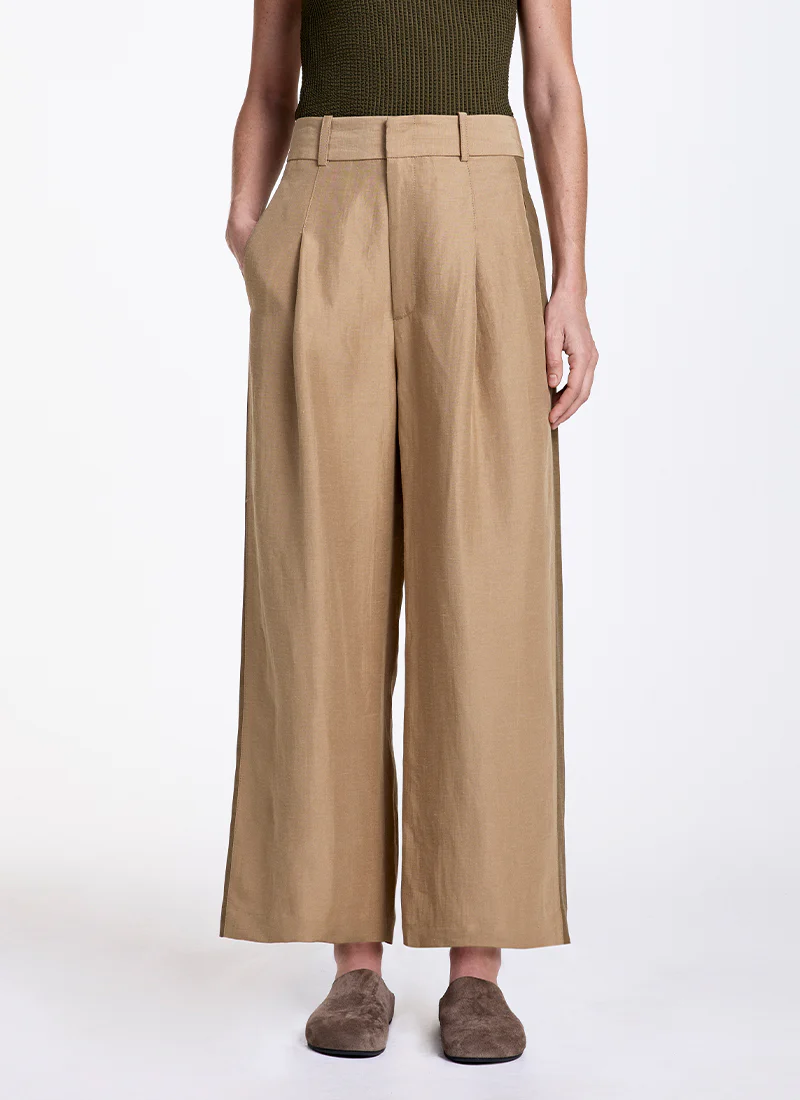Tux Stripe Crop Pleated Trouser