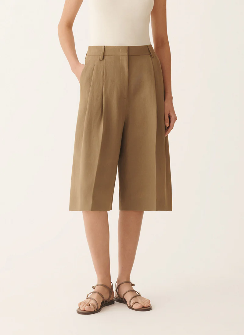 Viscose Double Pleated Shorts
