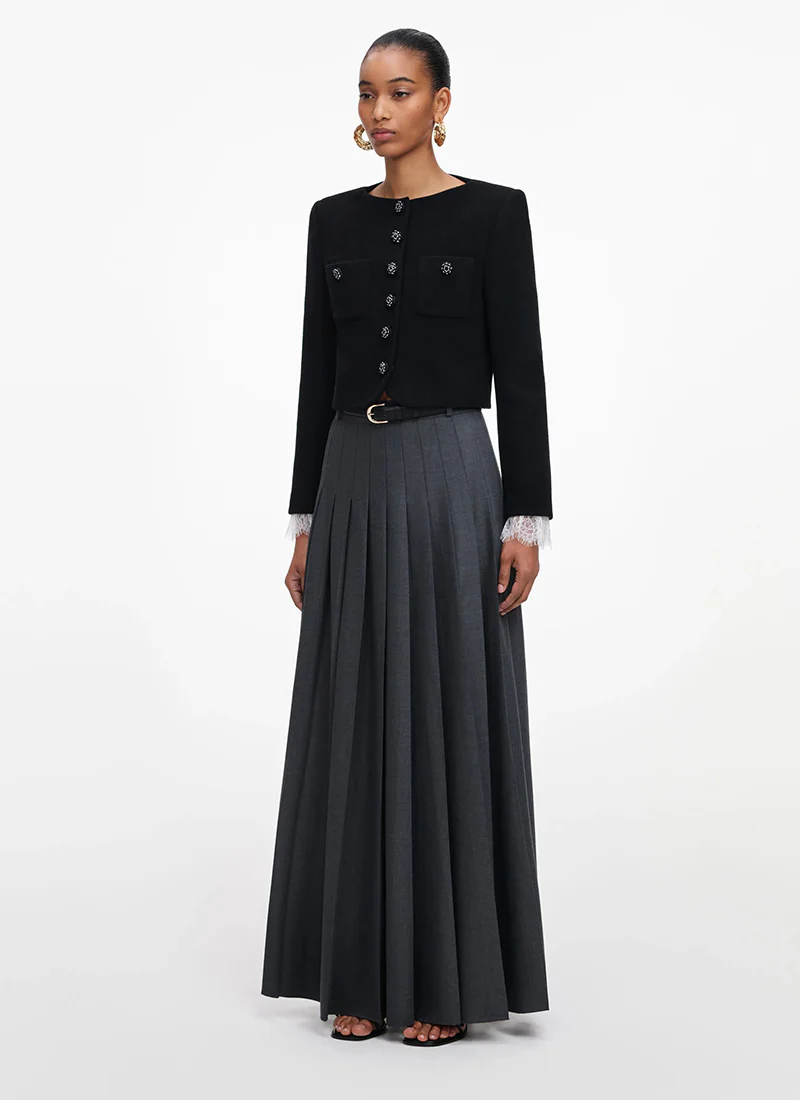 Grey Pleated Maxi Skirt - Image 2