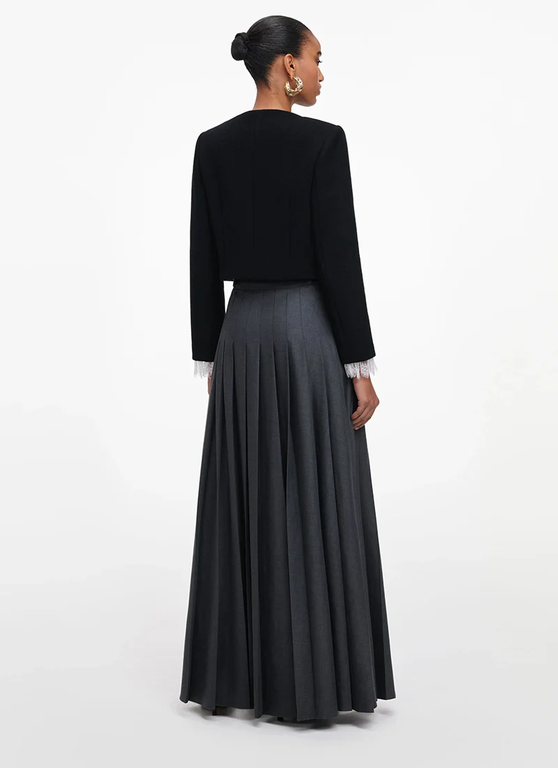 Grey Pleated Maxi Skirt - Image 3