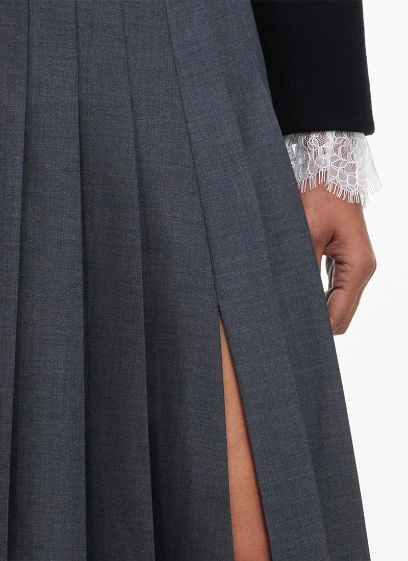 Grey Pleated Maxi Skirt - Image 5