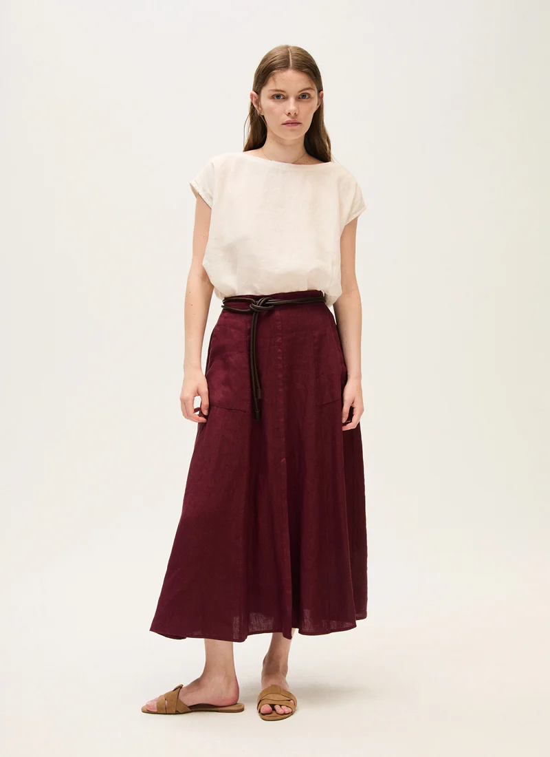 Linen Midi Skirt - Image 3