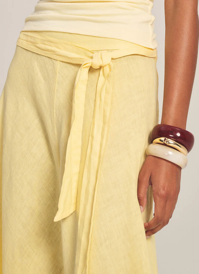 Malina Woven Linen Midi Skirt - Image 2