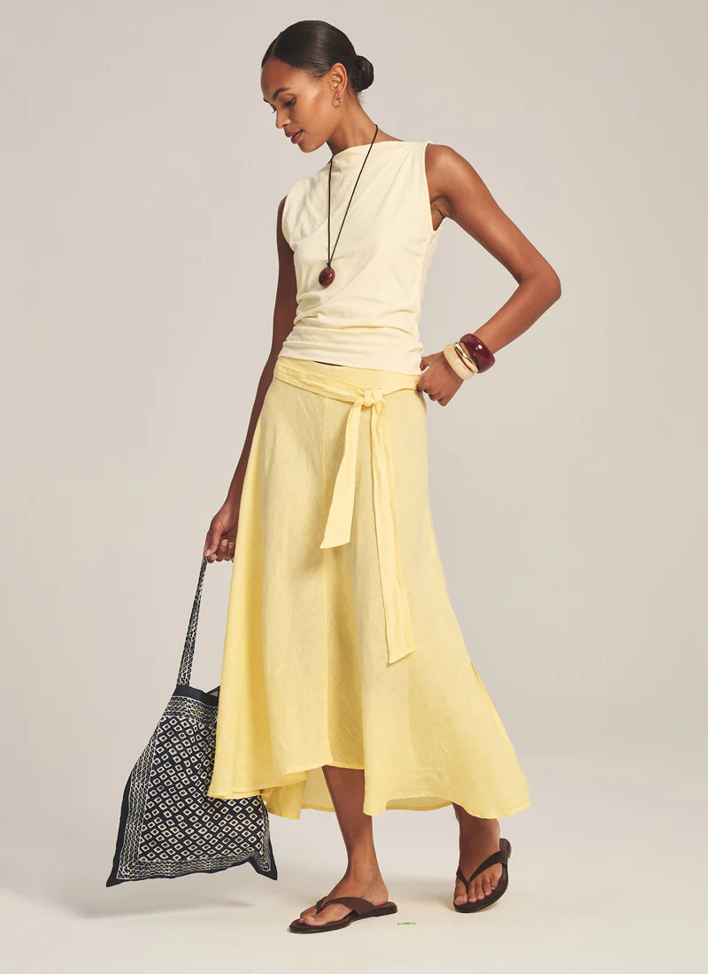 Malina Woven Linen Midi Skirt - Image 3