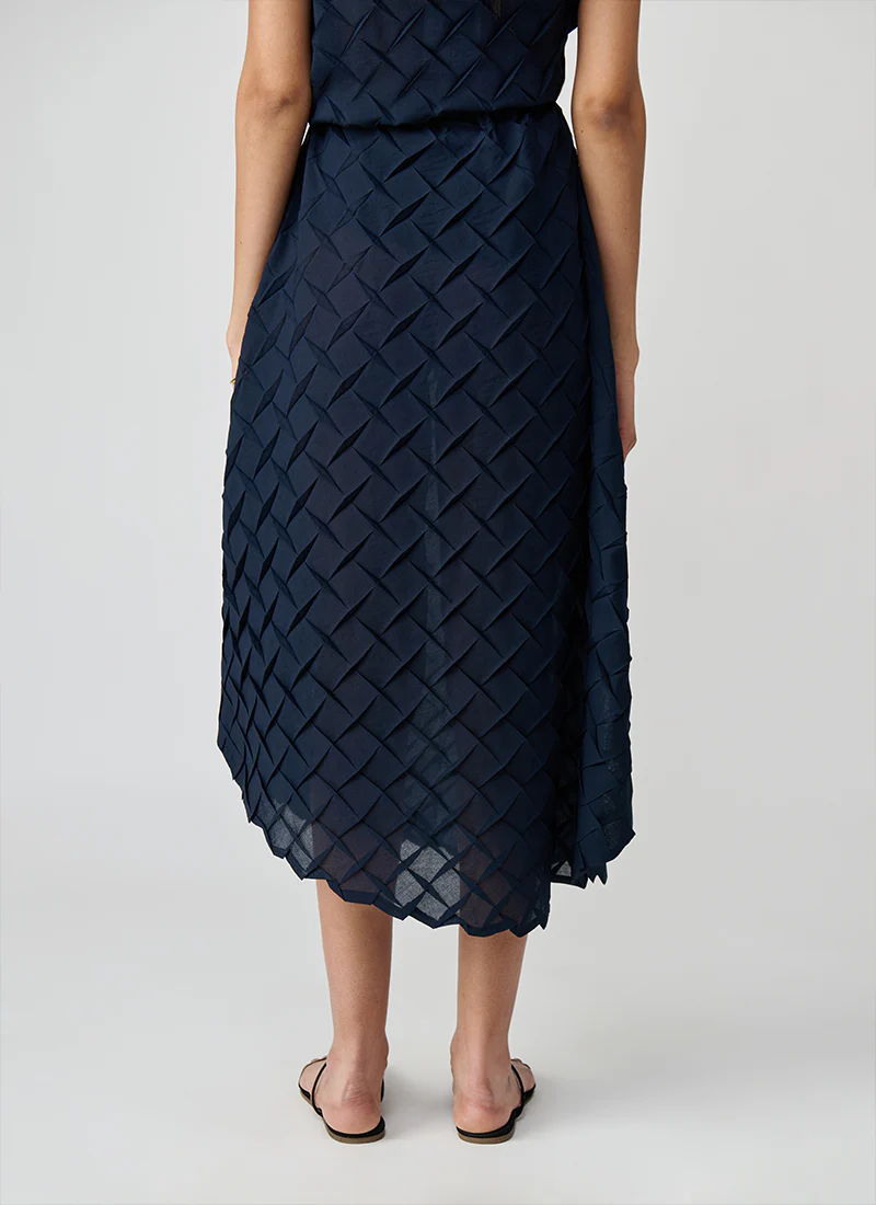 Textured Curved Hem Midi Skirt - Image 2
