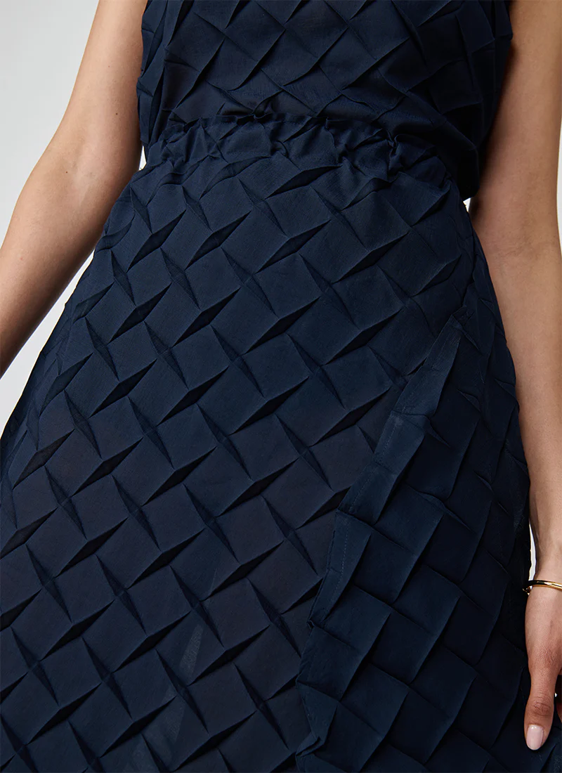 Textured Curved Hem Midi Skirt - Image 3
