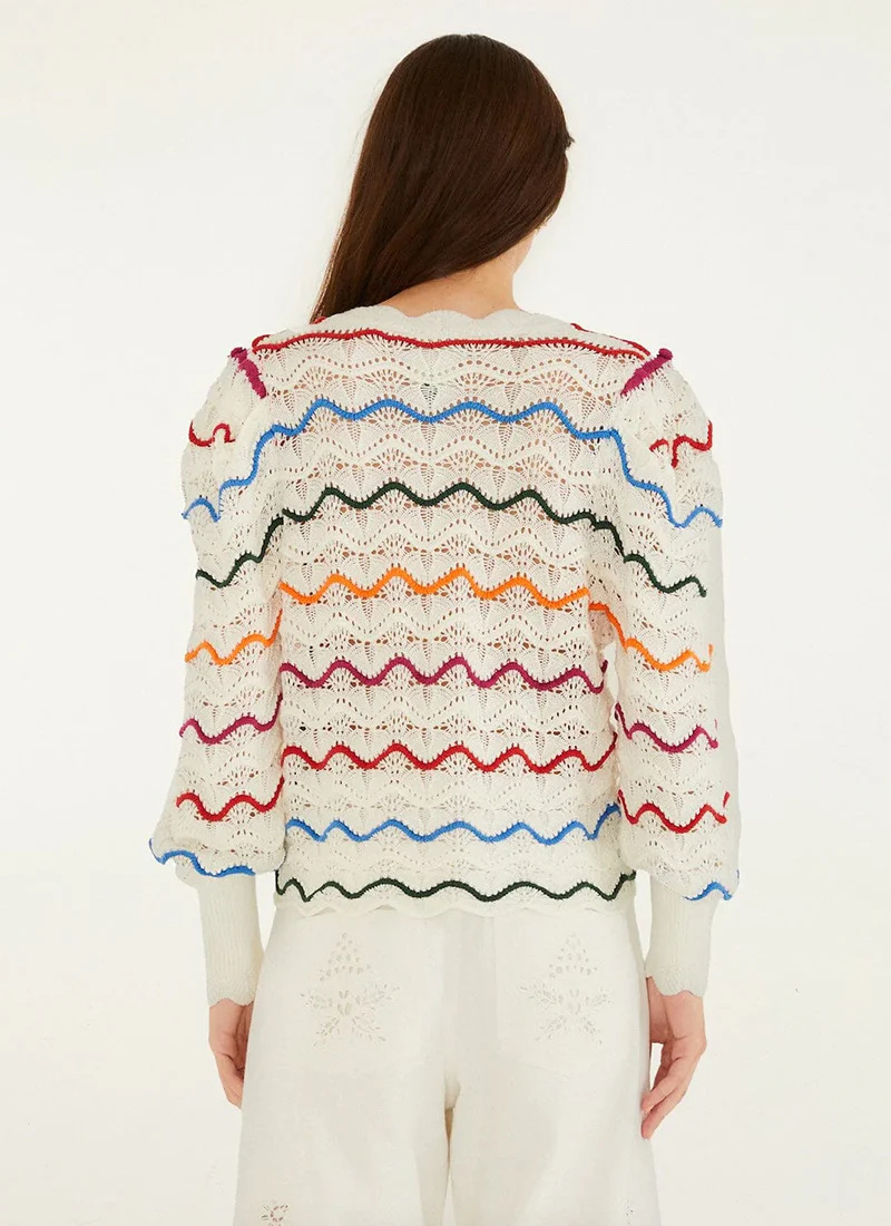 Colorful Stripes Knit Cardigan - Image 2