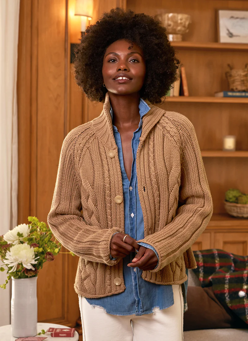 Mini Cotswolds Cropped Cable Knit Cardigan