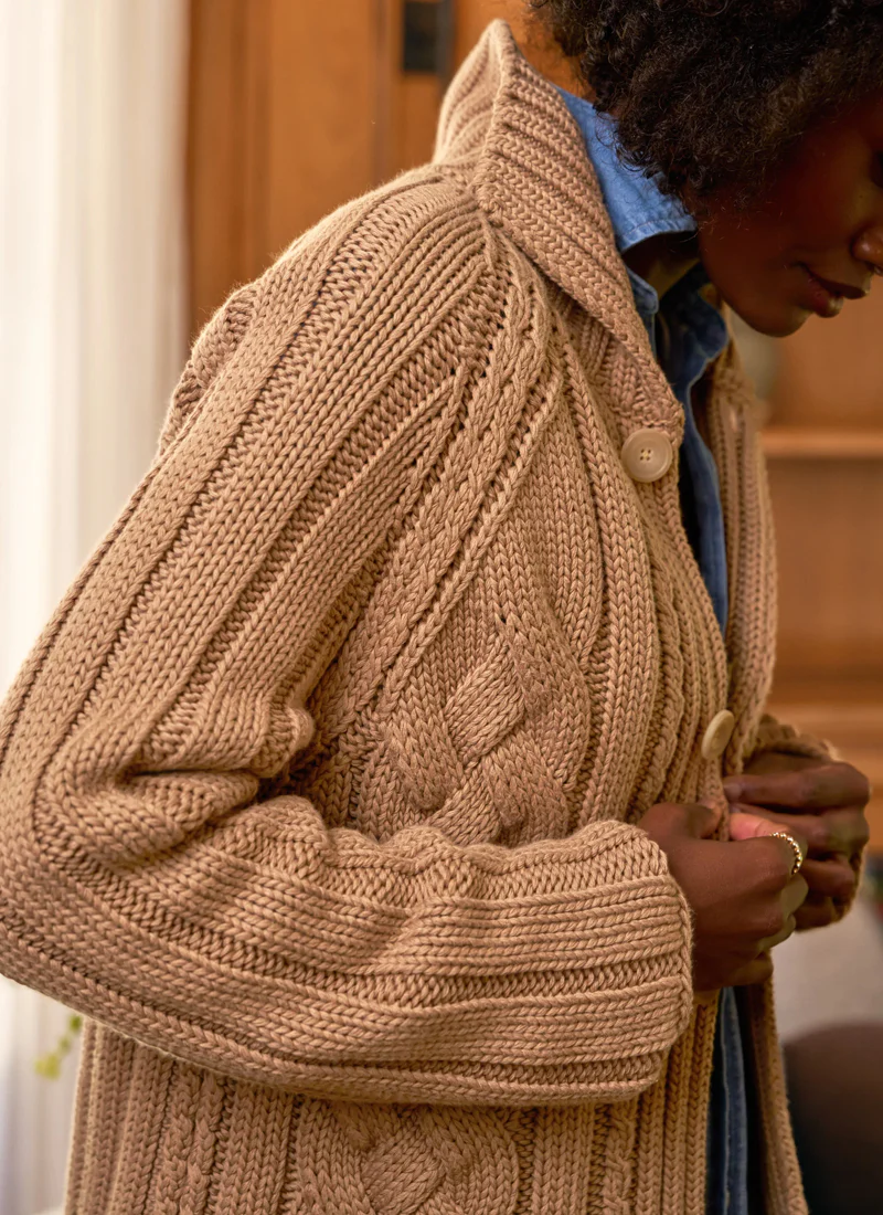 Mini Cotswolds Cropped Cable Knit Cardigan - Image 4